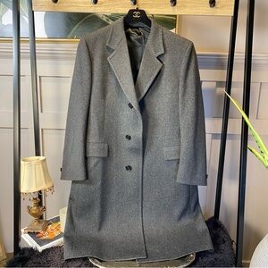 Men’s Vintage Shipley Quality Tailored 100% Wool Grey Overcoat 44R